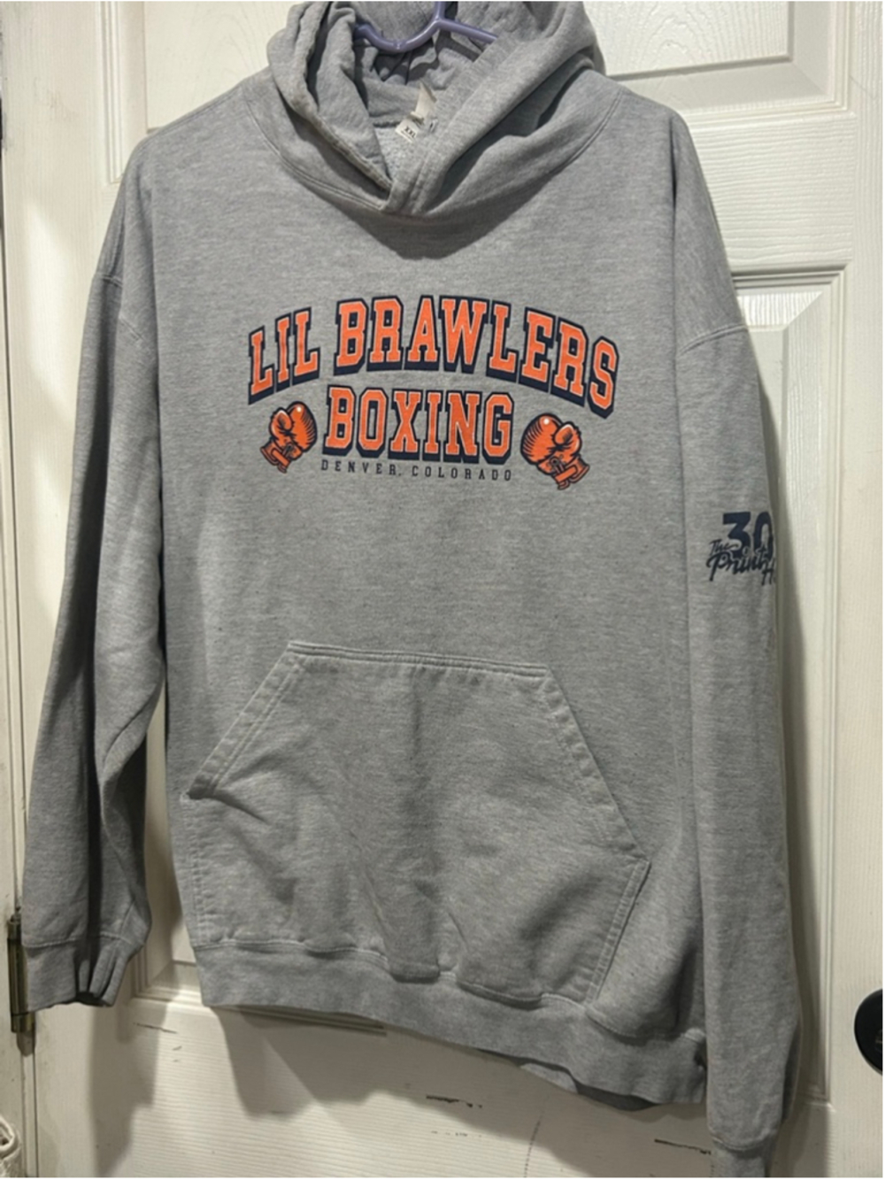 Men's Unbranded Gray Orange Lil Brawlers Boxing Hoodie XXL